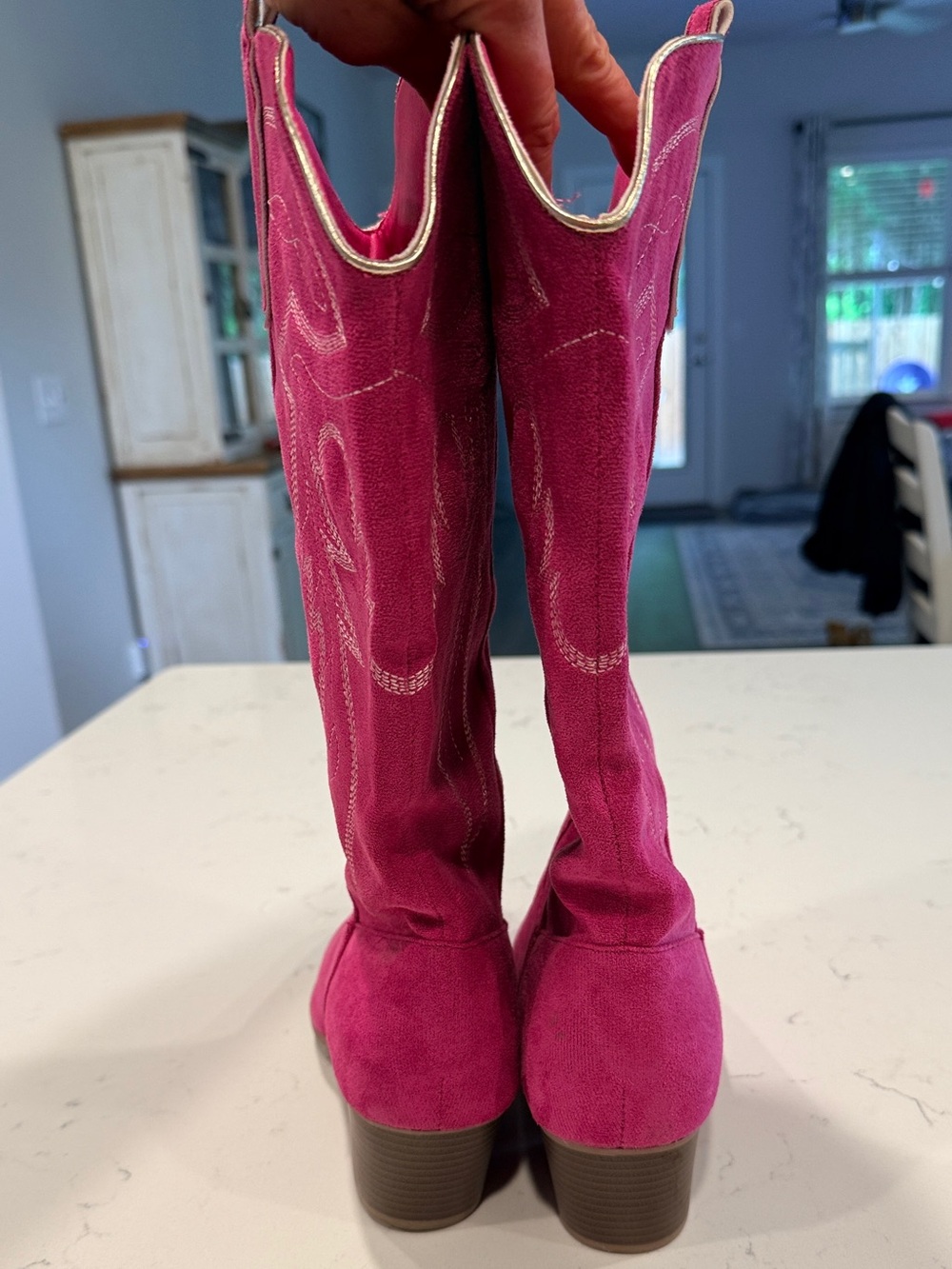 Women's Fuchsia Suede Western Boots - Stylish Pink Cowboy Boot - Picture 3 of 5